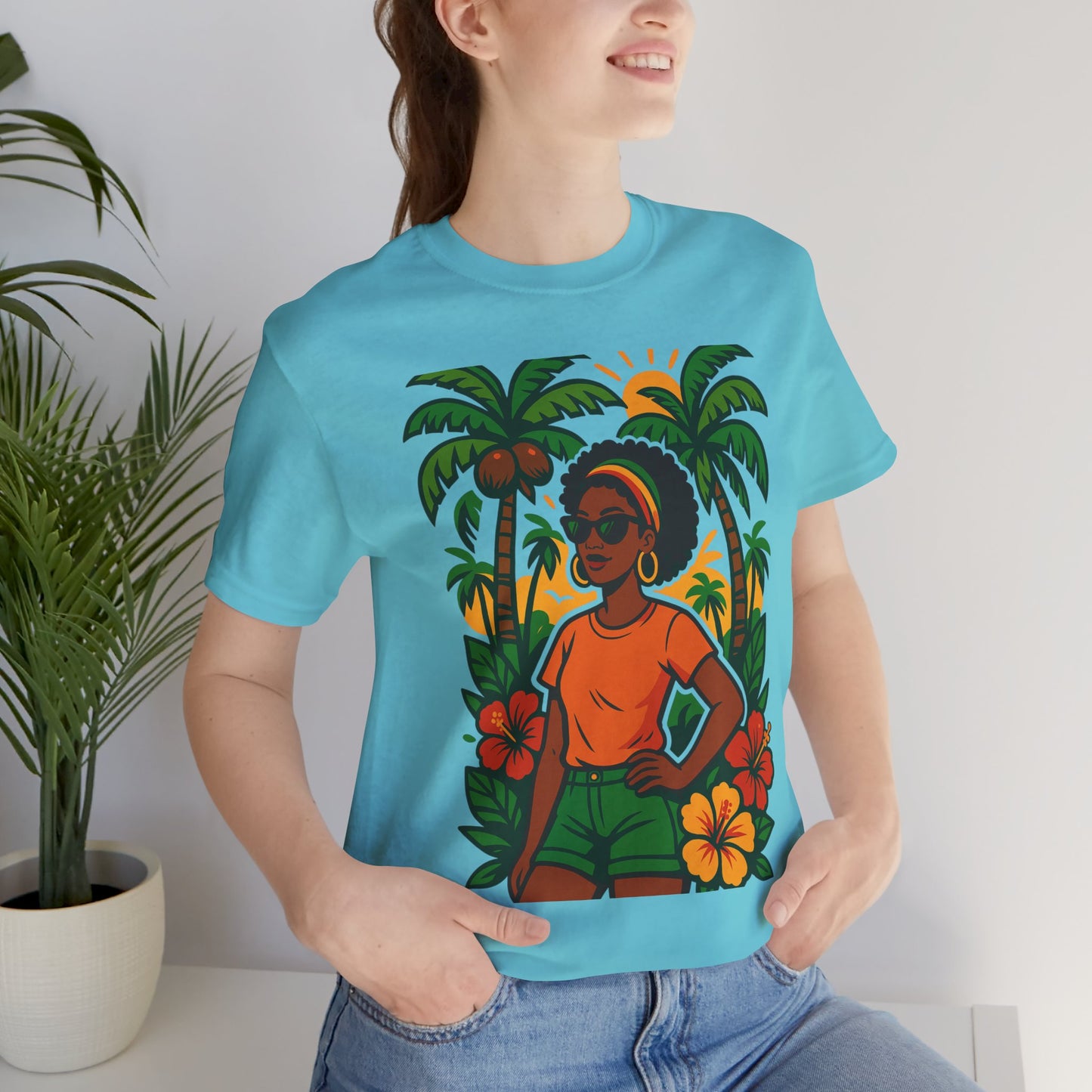 Tropical Vibe Tee, Summer Shirt, Vacation Outfit, Beach Lover Gift, Festival Wear, Floral Graphic T-Shirt