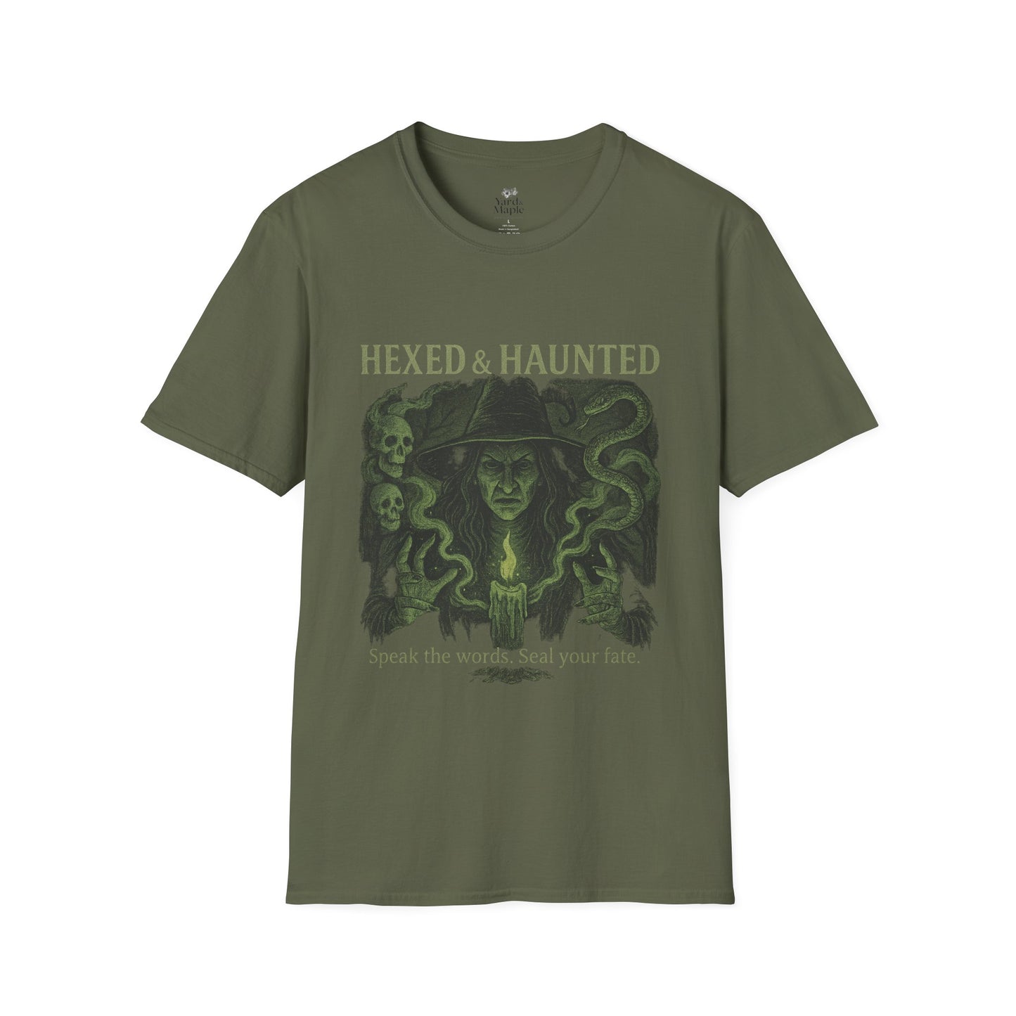 Hexed & Haunted Unisex Softstyle T-Shirt | Witchy Graphic Tee, Halloween Shirt, Spooky Apparel, Unique Gift, Casual Wear