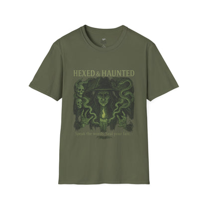 Hexed & Haunted Unisex Softstyle T-Shirt | Witchy Graphic Tee, Halloween Shirt, Spooky Apparel, Unique Gift, Casual Wear