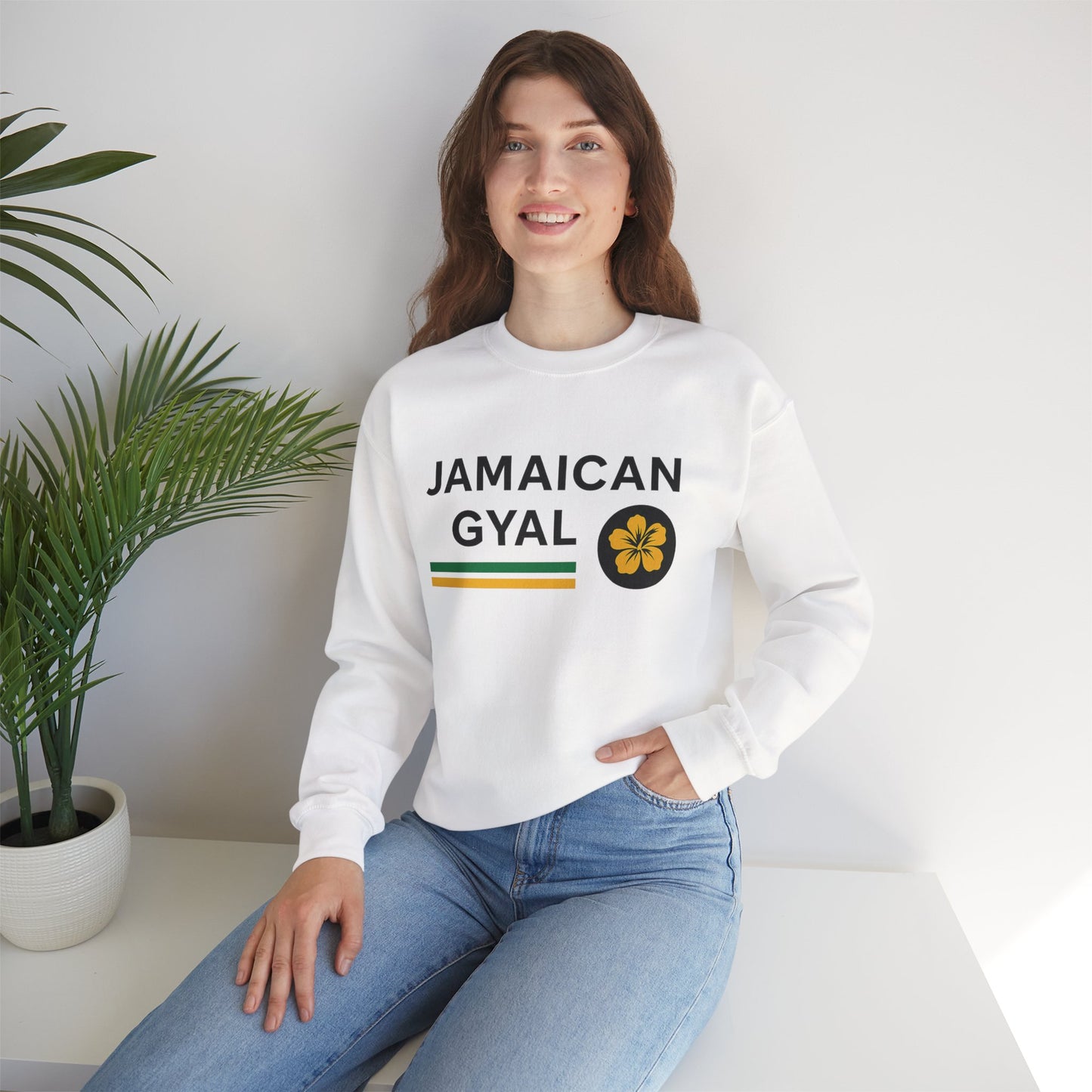 Jamaican Gyal Crewneck Sweatshirt – Reggae Flag Floral Graphic