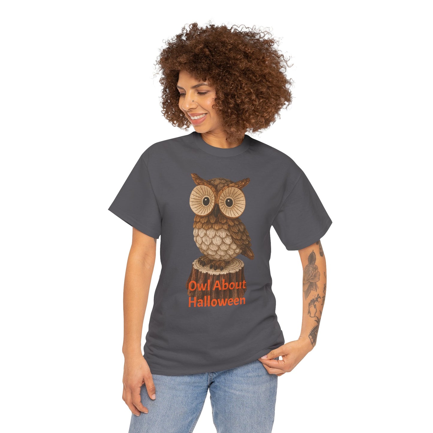 Halloween Owl Tee, Perfect for Fall Celebrations, Unisex Cotton Shirt, Cute Gift for Owl Lovers, Halloween Party Apparel, Fun Autumn Wear
