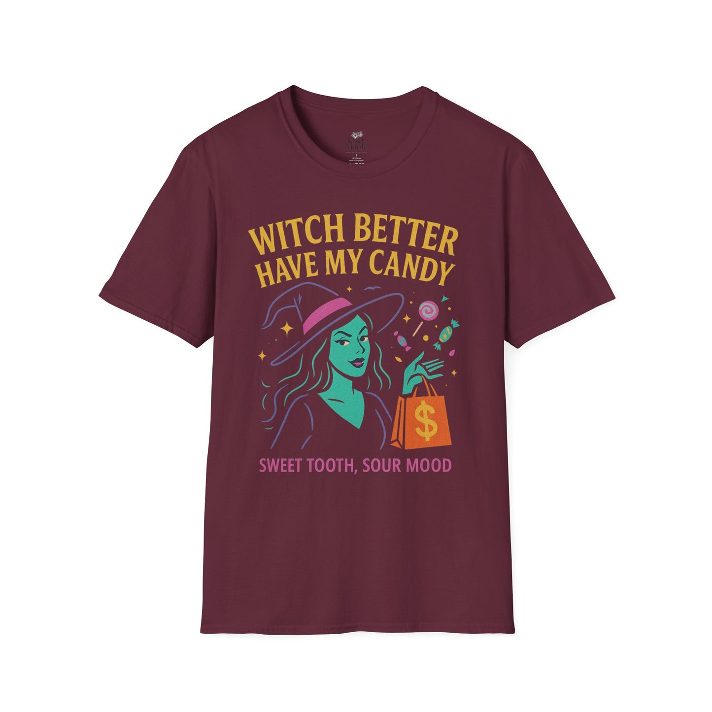 Witchy Candy T-Shirt, Halloween Apparel, Funny Halloween Shirt, Unisex Graphic Tee, Sweet Tooth Gift, Witch Costume Top