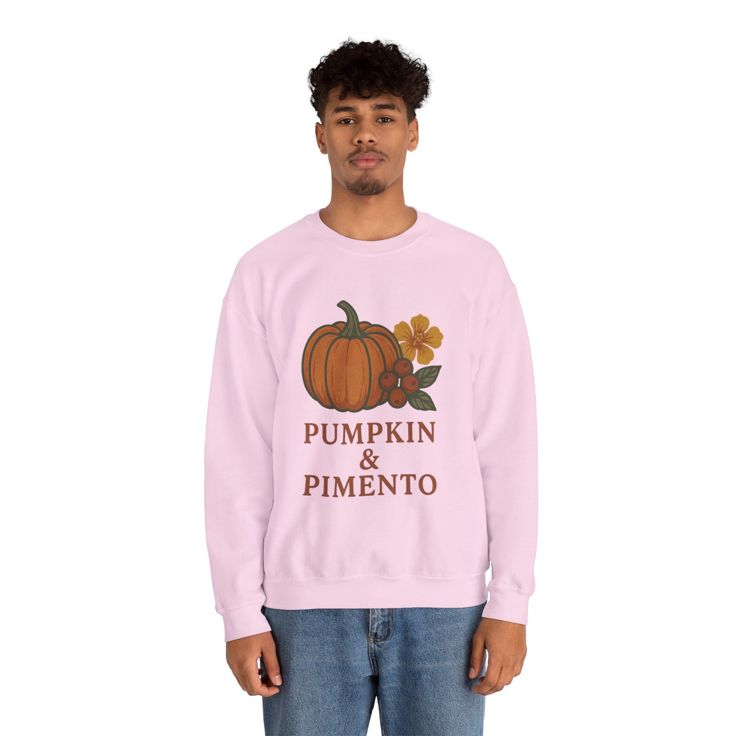 Pumpkin & Pimento Crewneck Sweatshirt, Cozy Fall Sweatshirt, Unisex Autumn Apparel, Thanksgiving Gift, Seasonal Fashion