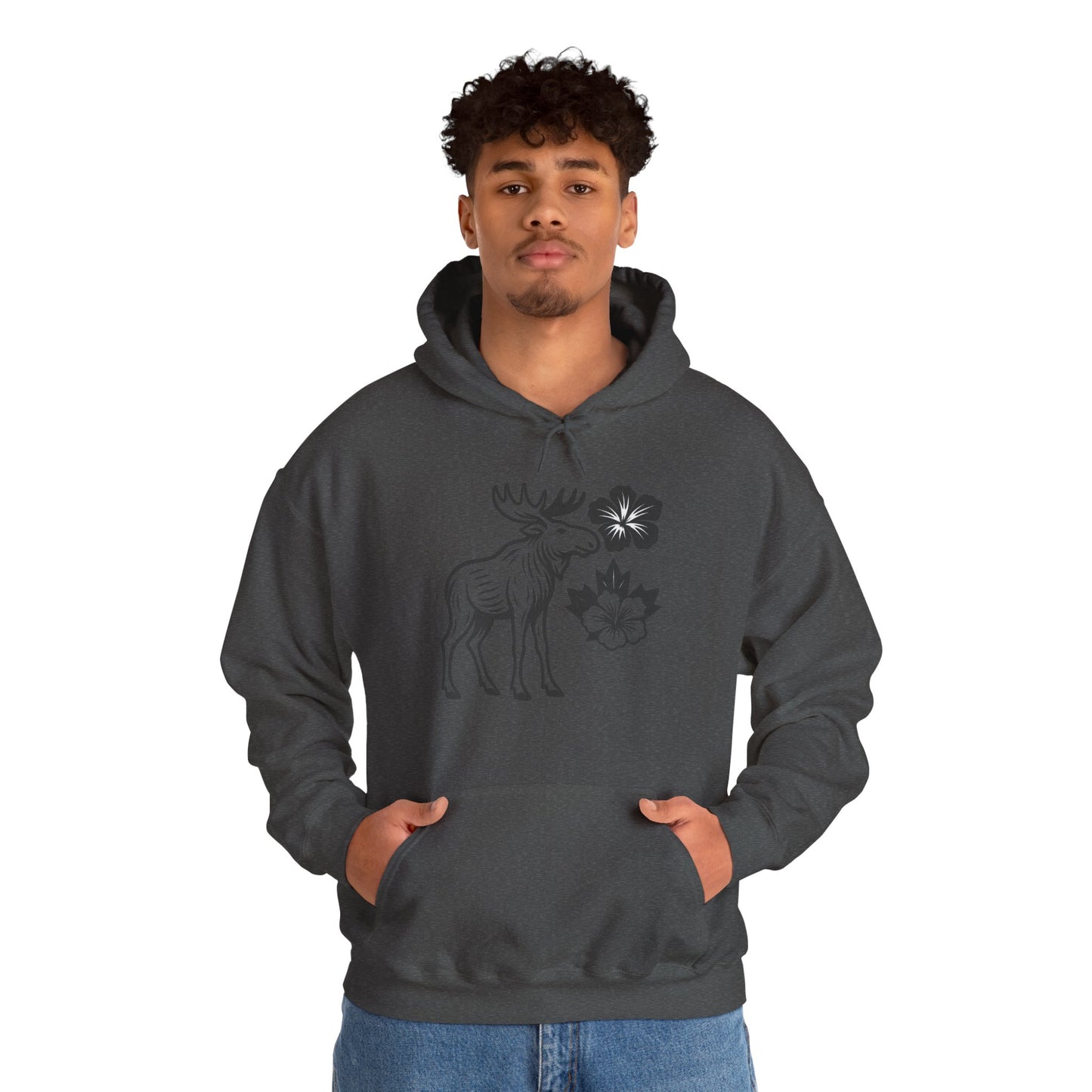 Moose Floral Hoodie — Nordic Moose and Wildflower Graphic Sweatshirt