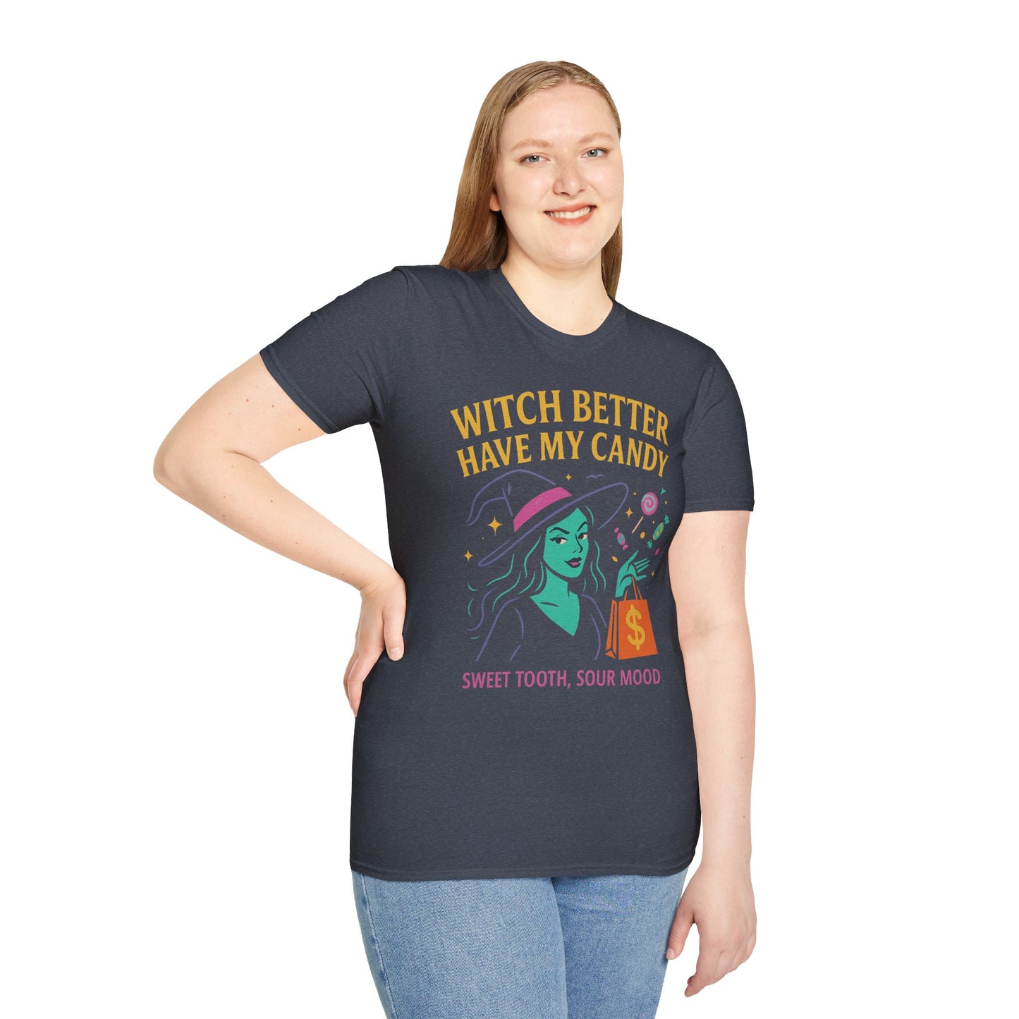 Witchy Candy T-Shirt, Halloween Apparel, Funny Halloween Shirt, Unisex Graphic Tee, Sweet Tooth Gift, Witch Costume Top