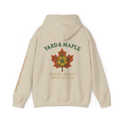 Maple Leaf & Hibiscus Hoodie, Cozy Fall Sweatshirt, Unisex Pullover for Nature Lovers, Perfect Gift for Thanksgiving, Unique Casual Wear