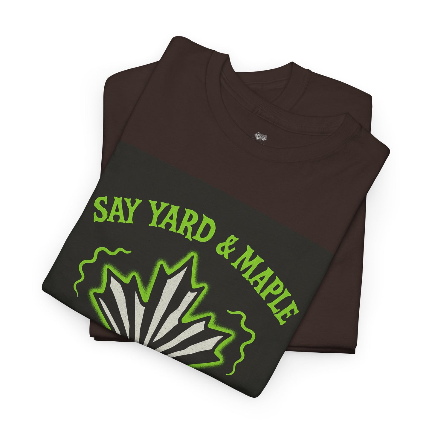 Unisex Heavy Cotton Tee: Say Yard & Maple Graphic T-Shirt, Casual Wear, Gifts for Nature Lovers, Summer Outfits, Eco-Friendly Fashion