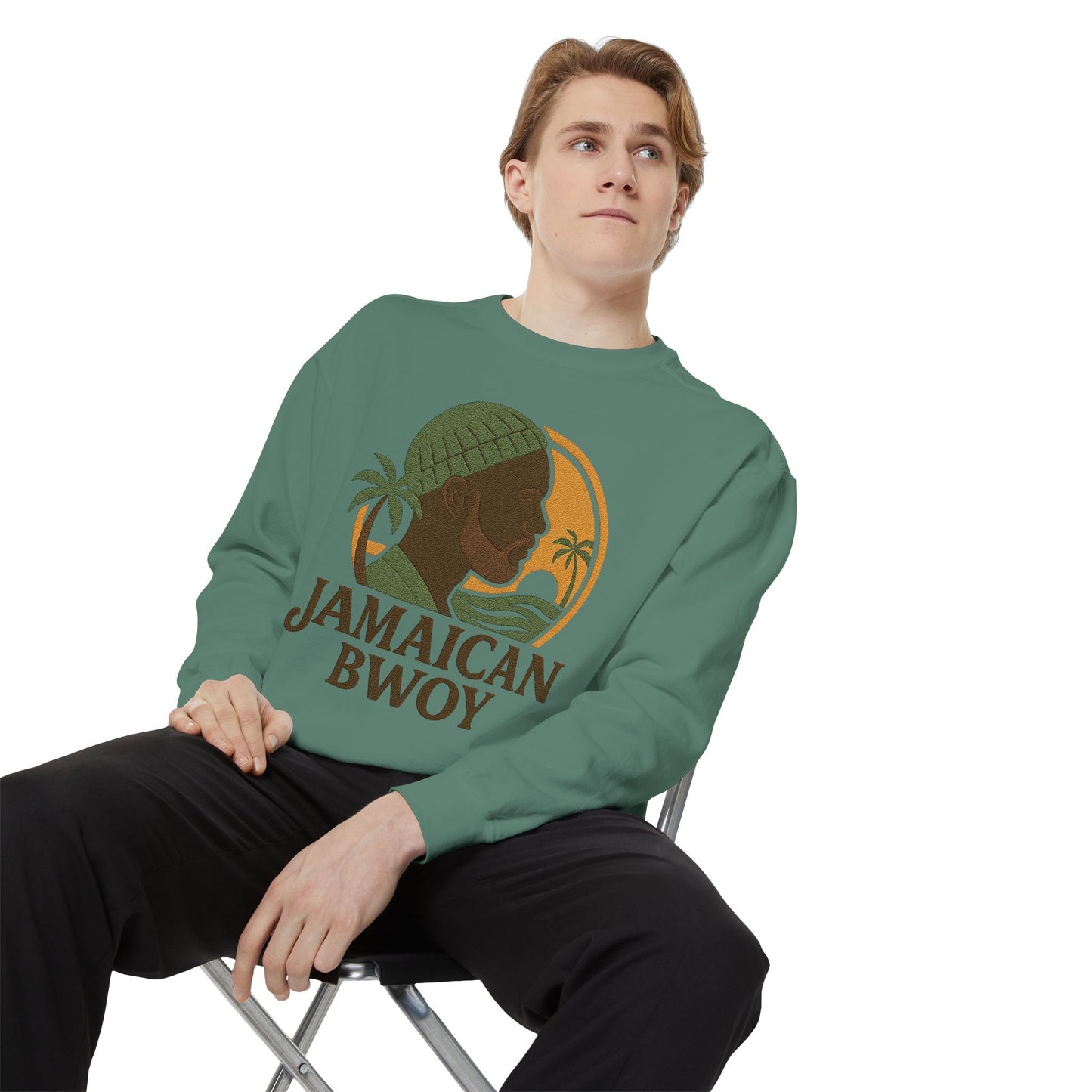 Jamaican Bwoy Sweatshirt, Cozy Unisex Pullover, Streetwear Style, Perfect Gift for Reggae Lovers, Summer Vibes Apparel, Gift for Him/Her