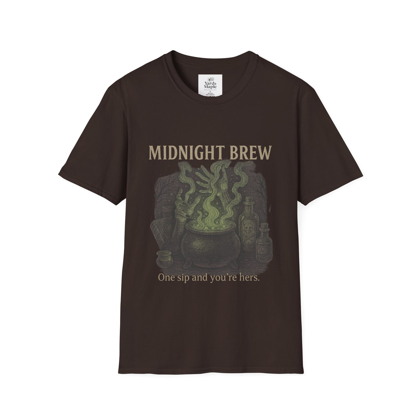 Midnight Brew Unisex T-Shirt, Witchy Tee, Halloween Apparel, Casual Wear, Fun Gift, Cozy Essentials