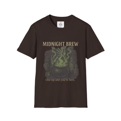 Midnight Brew Unisex T-Shirt, Witchy Tee, Halloween Apparel, Casual Wear, Fun Gift, Cozy Essentials
