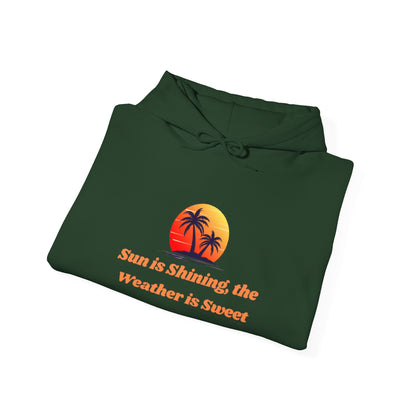 Sunshine Vibes Hoodie: Unisex Heavy Blend Sweatshirt with Tropical Design, Perfect for Summer, Beach Days, Casual Wear, Gifts