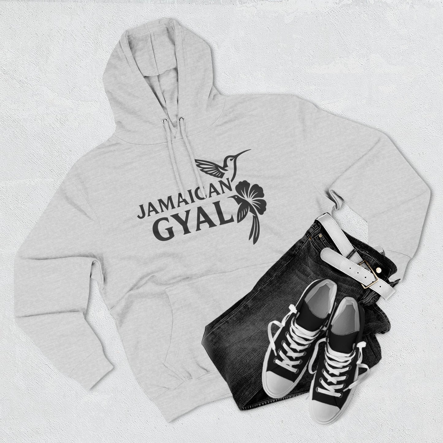 Jamaican Gyal Hoodie - Hummingbird & Hibiscus Graphic Pullover