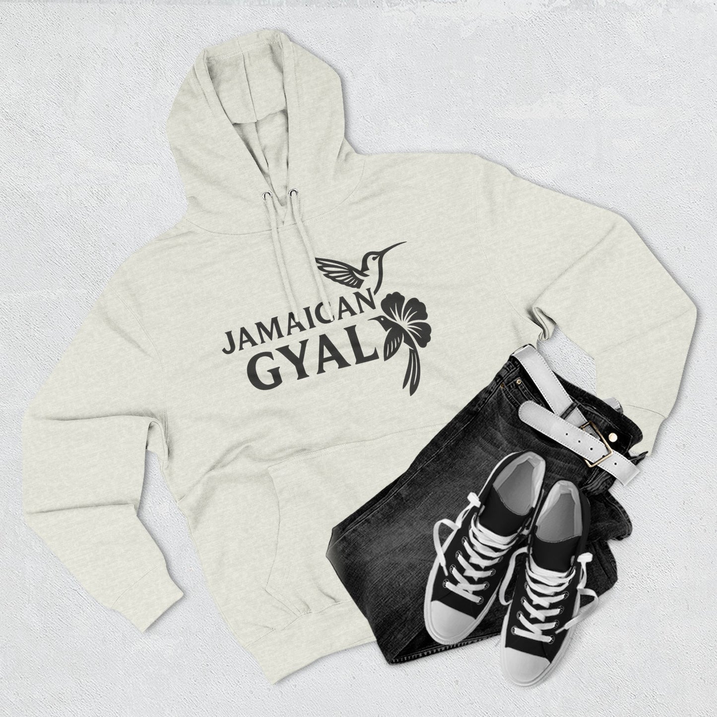 Jamaican Gyal Hoodie - Hummingbird & Hibiscus Graphic Pullover