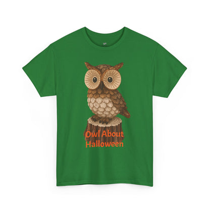 Halloween Owl Tee, Perfect for Fall Celebrations, Unisex Cotton Shirt, Cute Gift for Owl Lovers, Halloween Party Apparel, Fun Autumn Wear