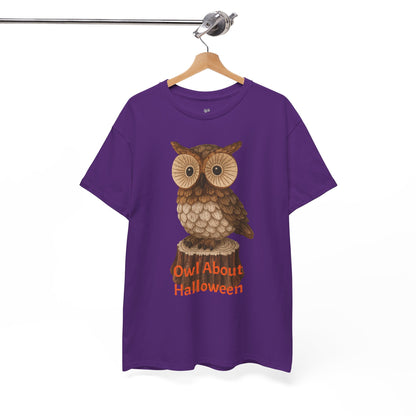 Halloween Owl Tee, Perfect for Fall Celebrations, Unisex Cotton Shirt, Cute Gift for Owl Lovers, Halloween Party Apparel, Fun Autumn Wear