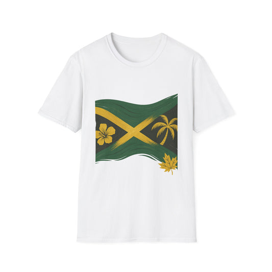 Jamaican Flag Unisex Softstyle T-Shirt - Celebratory Summer Wear, Vacation Shirt, Gift for Travel Lovers, Beach Outfit, Festival Tee