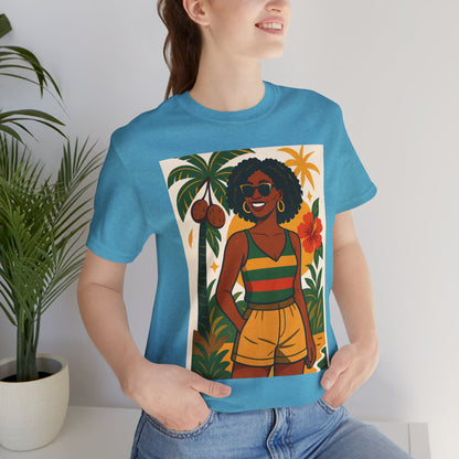 Tropical Graphic Tee for Summer Vibes, Beach Wear, Vacation Style, Graphic T-Shirt for Women, Summer Gift, Casual Outfit