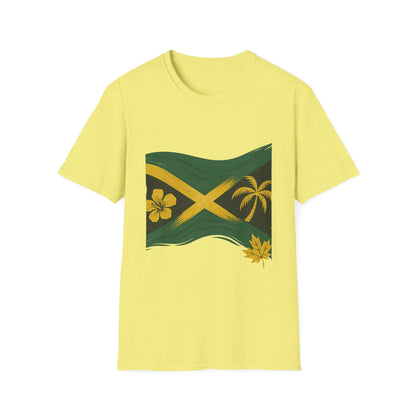 Jamaican Flag Unisex Softstyle T-Shirt - Celebratory Summer Wear, Vacation Shirt, Gift for Travel Lovers, Beach Outfit, Festival Tee