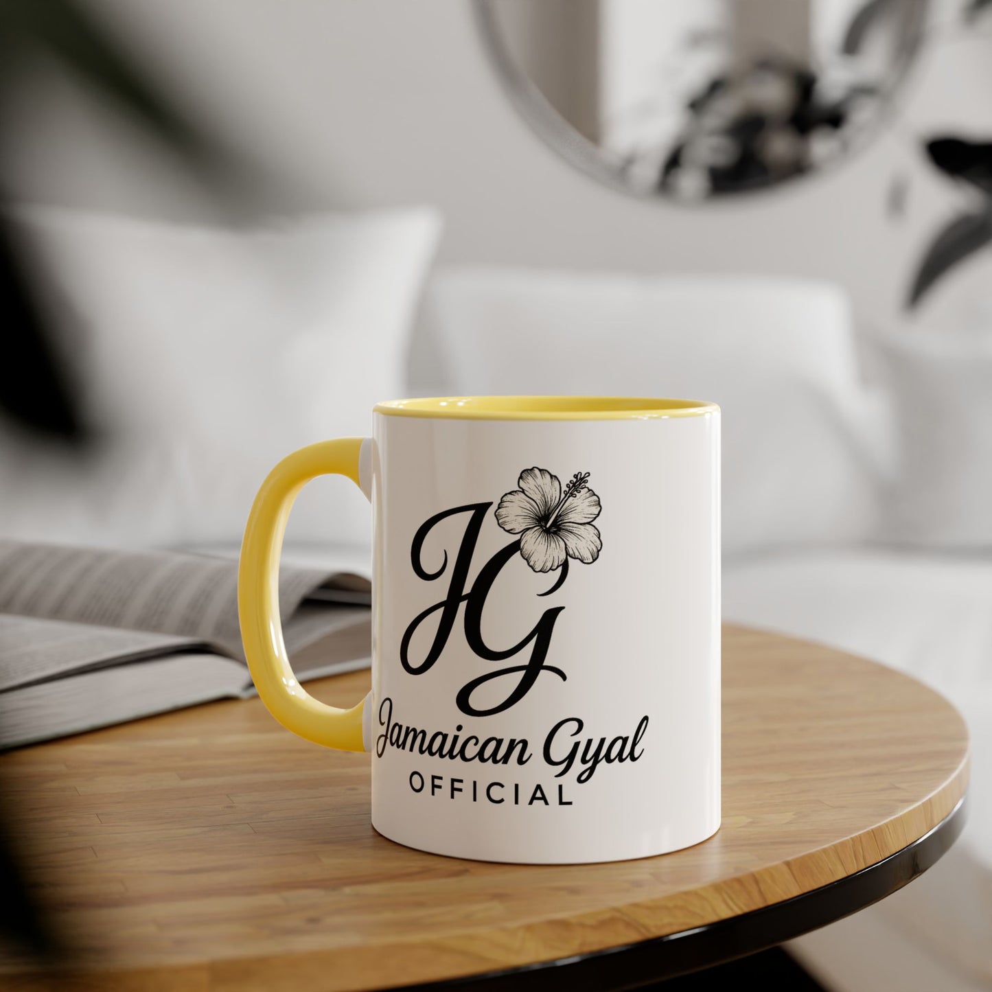 Jamaican Gyal Accent Mug, 11oz Coffee Cup, Floral Design, Gift for Her, Caribbean Culture, Tea Mug, Unique Drinkware