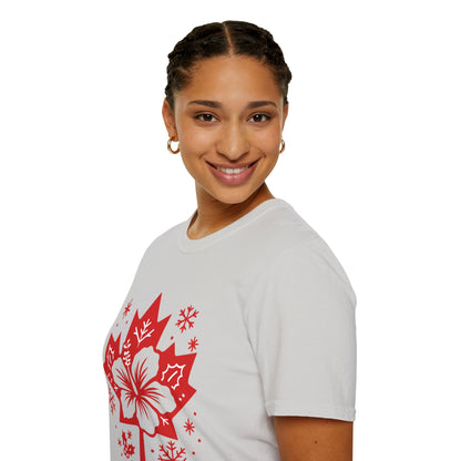 Maple Hibiscus T-Shirt — Canadian Floral Holiday Tee