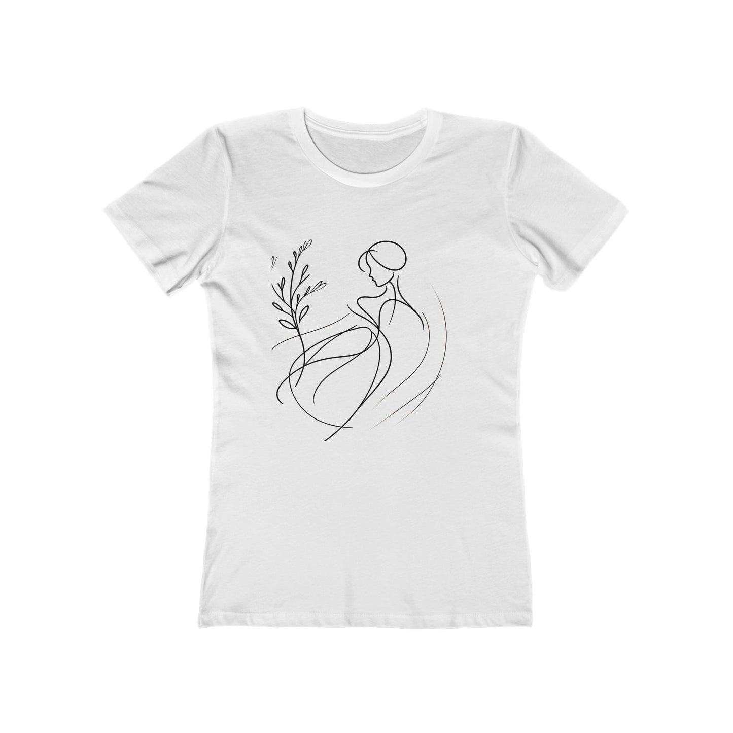 Stylish Women's Boyfriend Tee with Floral Line Art, Casual Tee, Gift for Her, Everyday Wear, Art-Inspired Apparel