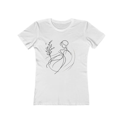 Stylish Women's Boyfriend Tee with Floral Line Art, Casual Tee, Gift for Her, Everyday Wear, Art-Inspired Apparel