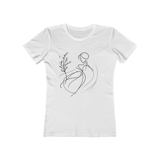 Stylish Women's Boyfriend Tee with Floral Line Art, Casual Tee, Gift for Her, Everyday Wear, Art-Inspired Apparel