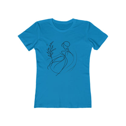 Stylish Women's Boyfriend Tee with Floral Line Art, Casual Tee, Gift for Her, Everyday Wear, Art-Inspired Apparel