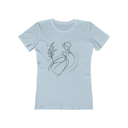 Stylish Women's Boyfriend Tee with Floral Line Art, Casual Tee, Gift for Her, Everyday Wear, Art-Inspired Apparel