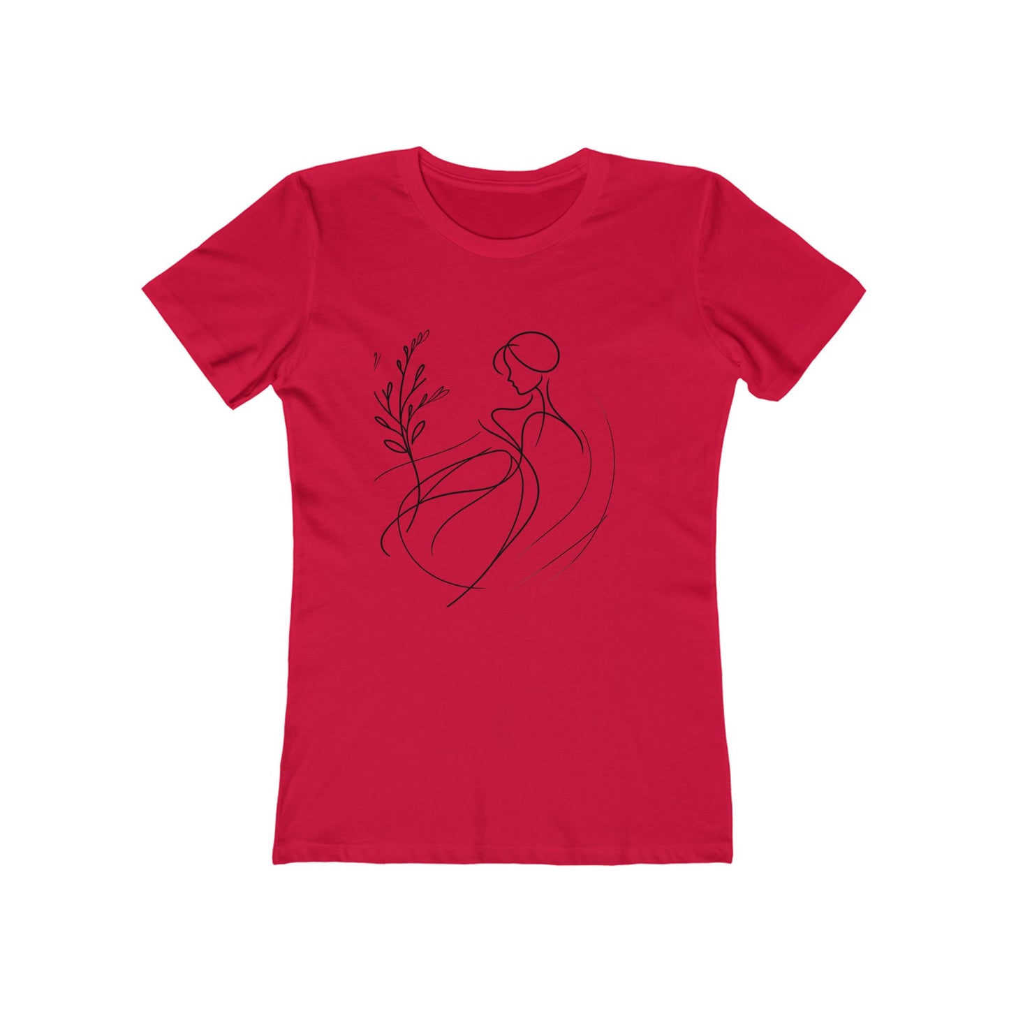 Stylish Women's Boyfriend Tee with Floral Line Art, Casual Tee, Gift for Her, Everyday Wear, Art-Inspired Apparel