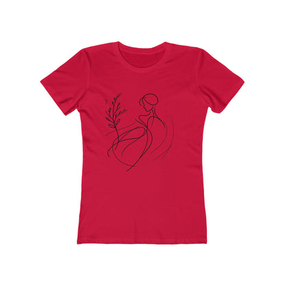Stylish Women's Boyfriend Tee with Floral Line Art, Casual Tee, Gift for Her, Everyday Wear, Art-Inspired Apparel