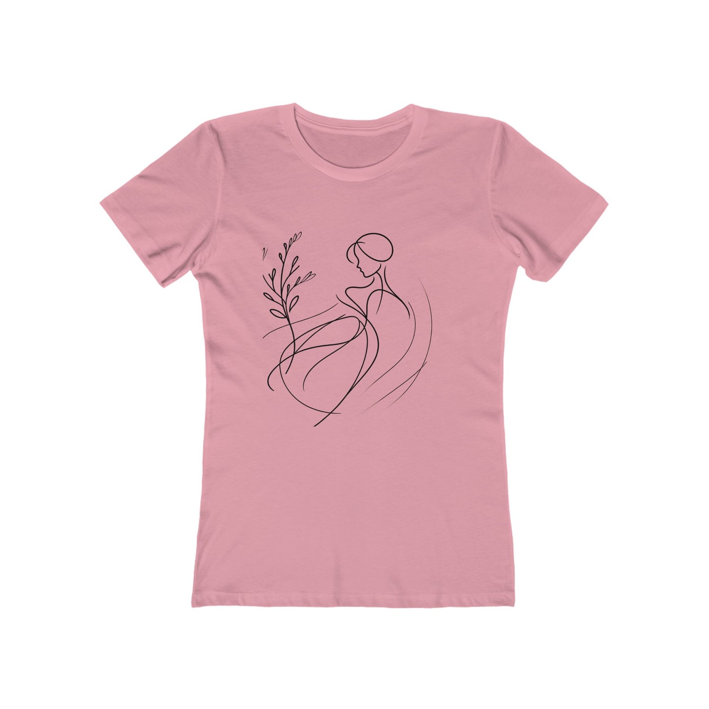 Stylish Women's Boyfriend Tee with Floral Line Art, Casual Tee, Gift for Her, Everyday Wear, Art-Inspired Apparel