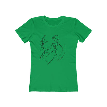 Stylish Women's Boyfriend Tee with Floral Line Art, Casual Tee, Gift for Her, Everyday Wear, Art-Inspired Apparel
