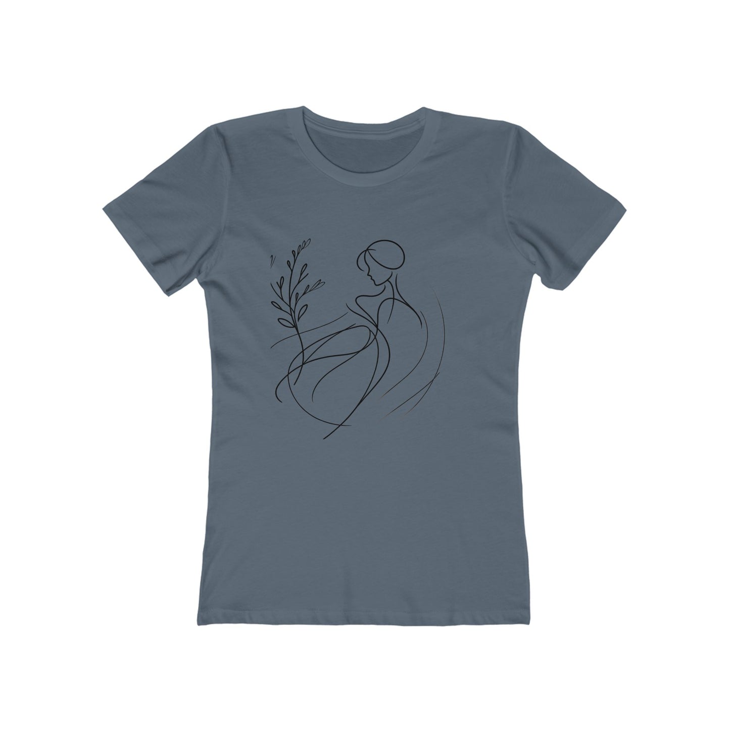 Stylish Women's Boyfriend Tee with Floral Line Art, Casual Tee, Gift for Her, Everyday Wear, Art-Inspired Apparel
