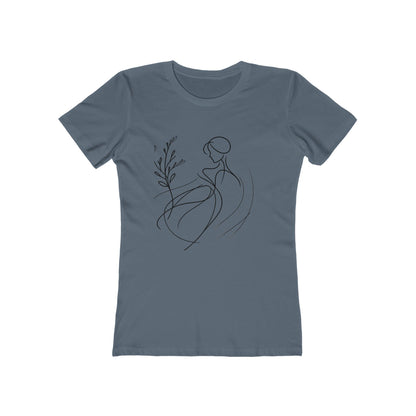 Stylish Women's Boyfriend Tee with Floral Line Art, Casual Tee, Gift for Her, Everyday Wear, Art-Inspired Apparel