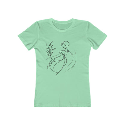 Stylish Women's Boyfriend Tee with Floral Line Art, Casual Tee, Gift for Her, Everyday Wear, Art-Inspired Apparel