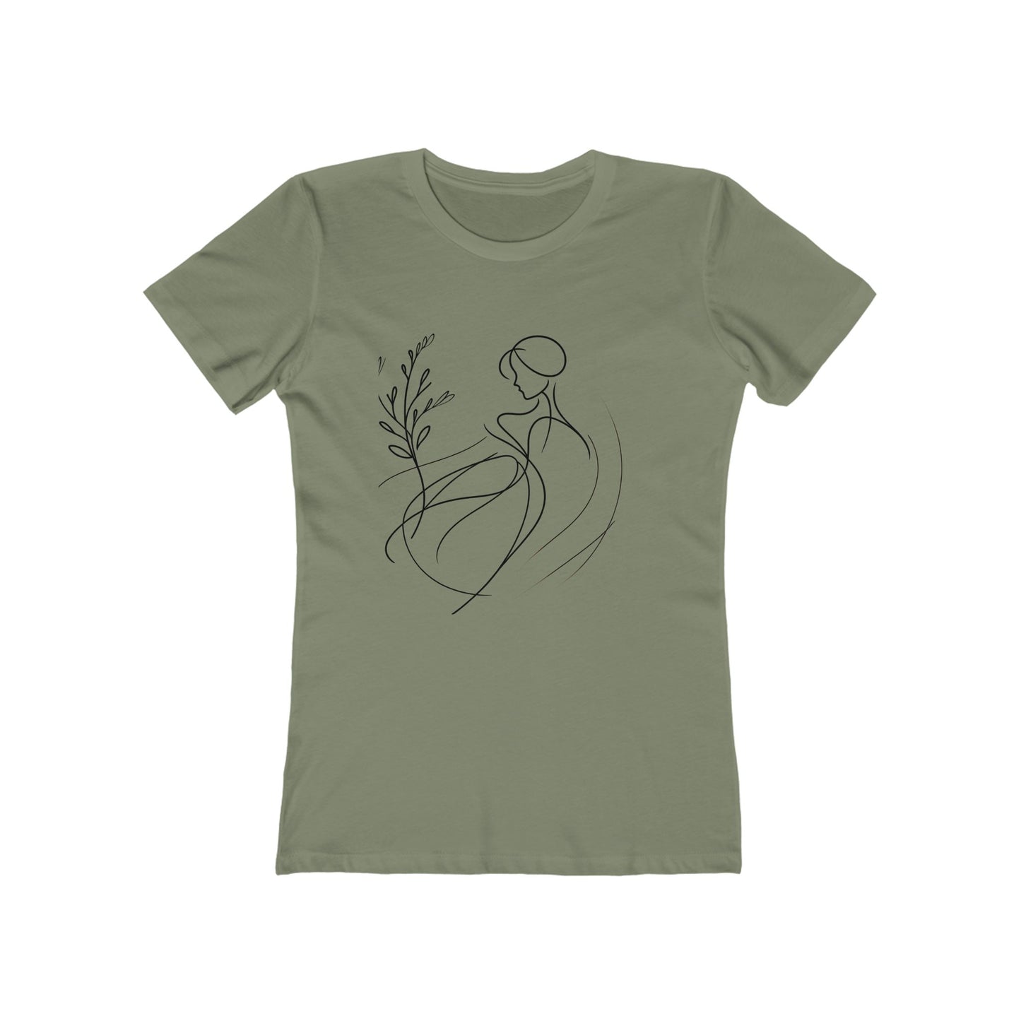 Stylish Women's Boyfriend Tee with Floral Line Art, Casual Tee, Gift for Her, Everyday Wear, Art-Inspired Apparel