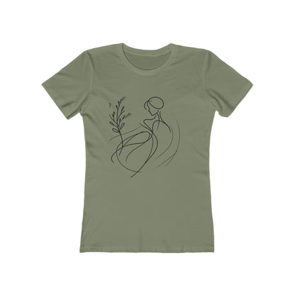 Stylish Women's Boyfriend Tee with Floral Line Art, Casual Tee, Gift for Her, Everyday Wear, Art-Inspired Apparel
