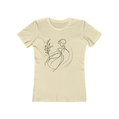Stylish Women's Boyfriend Tee with Floral Line Art, Casual Tee, Gift for Her, Everyday Wear, Art-Inspired Apparel