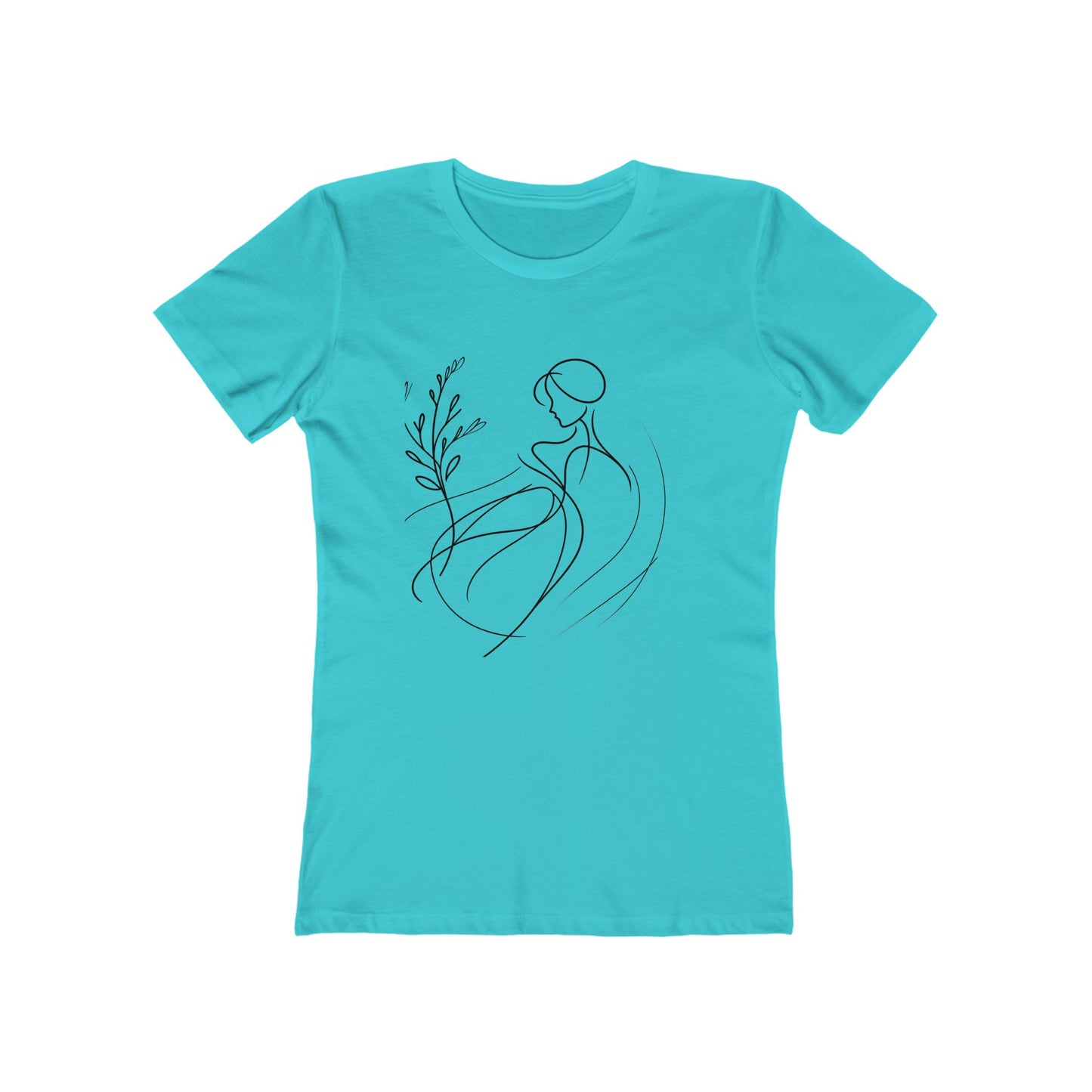 Stylish Women's Boyfriend Tee with Floral Line Art, Casual Tee, Gift for Her, Everyday Wear, Art-Inspired Apparel
