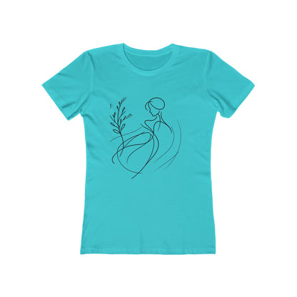 Stylish Women's Boyfriend Tee with Floral Line Art, Casual Tee, Gift for Her, Everyday Wear, Art-Inspired Apparel