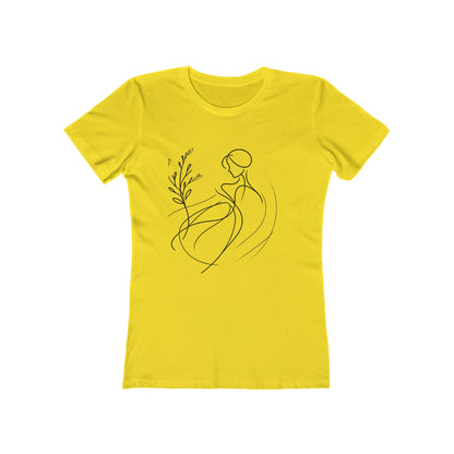 Stylish Women's Boyfriend Tee with Floral Line Art, Casual Tee, Gift for Her, Everyday Wear, Art-Inspired Apparel