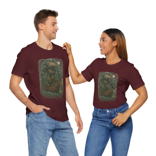 Haunted Ship Short Sleeve Tee - Spooky Halloween T-Shirt, Ghosts in the Yard Design, Unisex Shirt, Perfect for Trick or Treat, Ghost [...]
