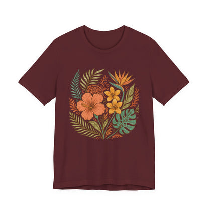 Floral Patterned Unisex Tee - Botanical Style, Summer Wardrobe Essential, Nature Lover Gift, Casual Wear, Eco-Friendly Fashion