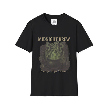 Midnight Brew Unisex T-Shirt, Witchy Tee, Halloween Apparel, Casual Wear, Fun Gift, Cozy Essentials
