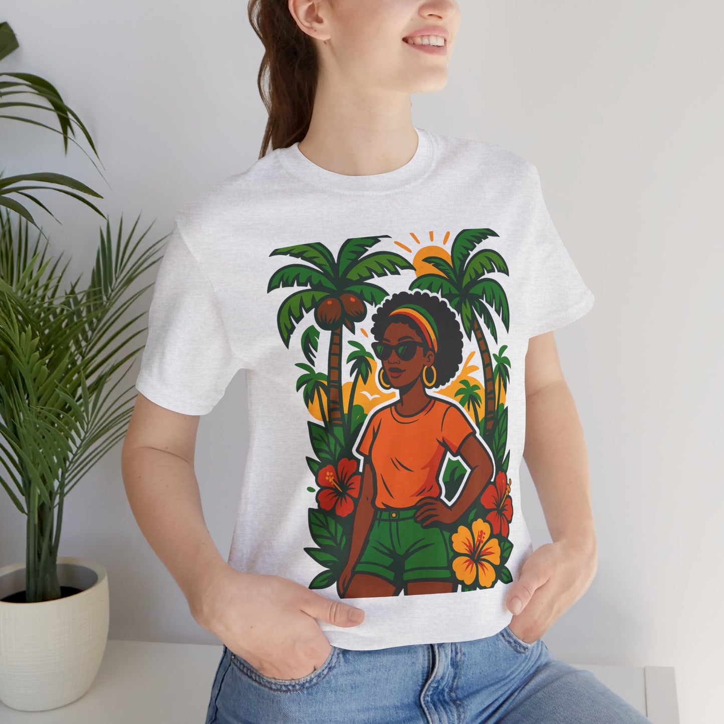 Tropical Vibe Tee, Summer Shirt, Vacation Outfit, Beach Lover Gift, Festival Wear, Floral Graphic T-Shirt