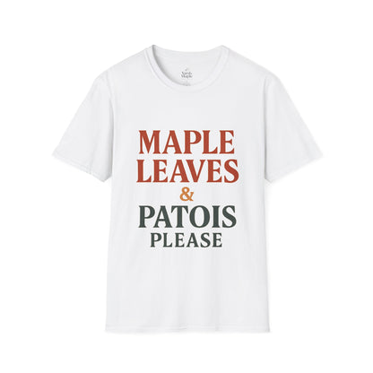 Maple Leaves & Patois Please Unisex T-Shirt, Casual Tee, Gift for Nature Lovers, Summer Wear, Eco-Friendly Fashion