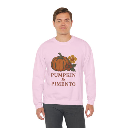 Pumpkin & Pimento Crewneck Sweatshirt, Cozy Fall Sweatshirt, Unisex Autumn Apparel, Thanksgiving Gift, Seasonal Fashion