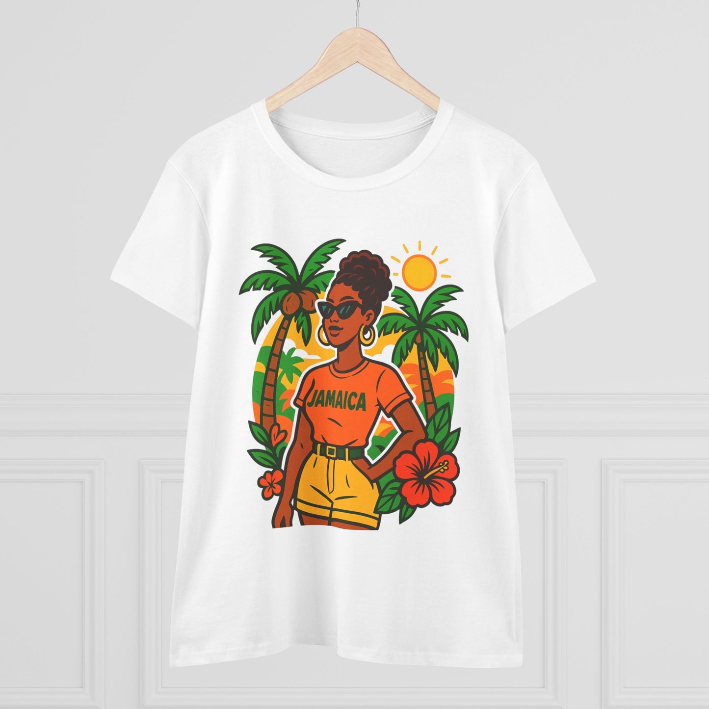 Tropical Vibes Tee, Jamaica Graphic Shirt, Summer Fashion, Vacation Wear, Beach Outfit, Gift for Her