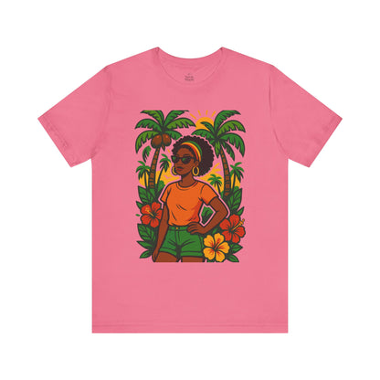 Tropical Vibe Tee, Summer Shirt, Vacation Outfit, Beach Lover Gift, Festival Wear, Floral Graphic T-Shirt